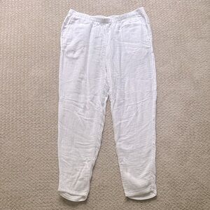 Eileen Fisher | 100% Organic Cotton Gauzey Ankle Pull-on Pants in White | Size M